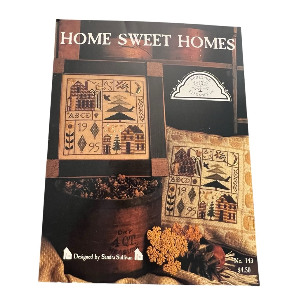 HOMESPUN ELEGANCE Counted Cross Stitch Leaflet #143 HOME SWEET HOMES 1995